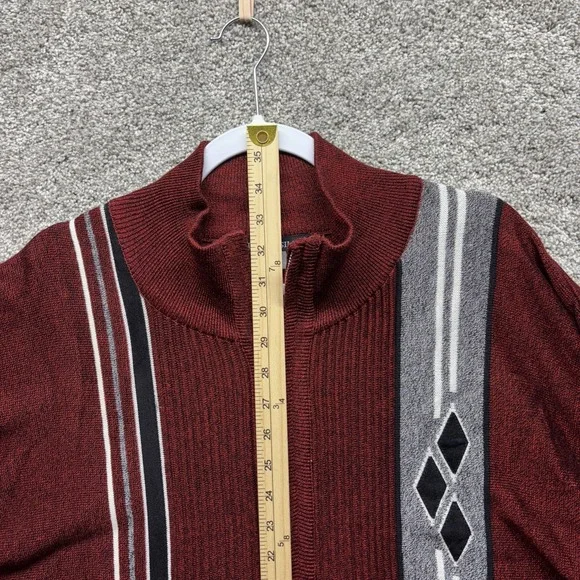 Silversilk Knit Sweater Jacket 4XL Elbow Patches Pockets Full Zip Red Vintage